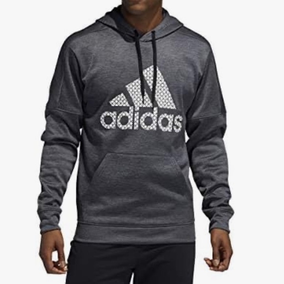 Adidas Team Issue Badge of Sport Grid Hoodie Dark Grey Heather, Medium - Picture 2 of 9